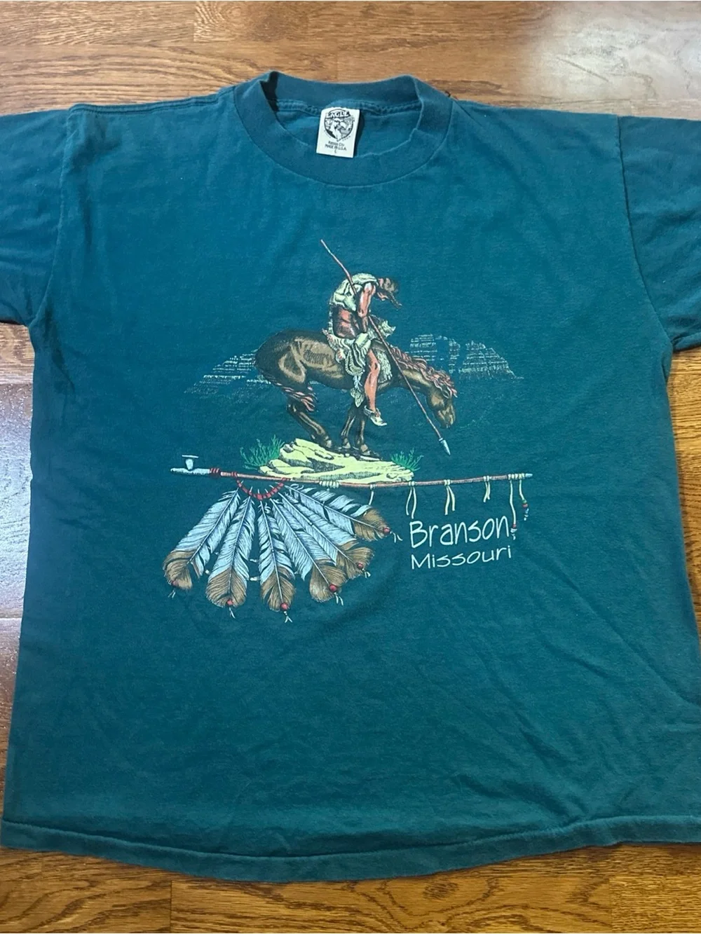 Vintage Single Stitch Branson Missouri Cowboy Native Thin T Shirt Men’s Large